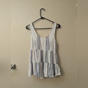 American Eagle Linen Blend Tiered Tank Top